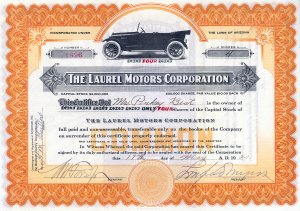 Laurel Motors Corp. Der Laurel wurde von 1916 bis 1920 als Touring und Roadstar mit einem 4-Zylinder Motor gebaut und für 895 $ verkauft. 1924 wurde die Firma verkauft an Arthur S. Sinclair, eine Enthusiasiten des Automotorsports. Bis in die 1930er Jahre war Laurel nun Motorsportausrüster für Ford, Dodge und Overland.