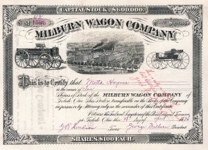 Milburn Wagon Company. Gründung 1873. Bau von Kutschen und Fuhrwerken, später auch von Farm-, Transport- und Eisenbahnwagen sowie Lastwagen, Automobilen und elektronischen Komponenten. 1923 aufgelöst.
